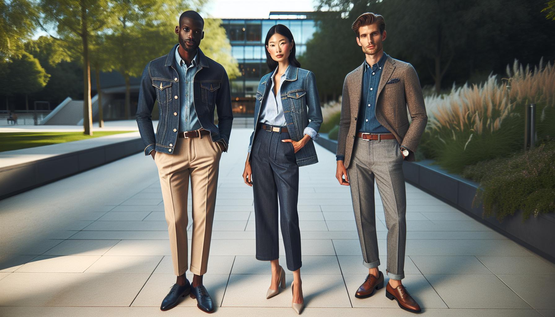 What Pants to Wear with a Jean Jacket: Casual Cool Combos 3 Elevating Your Jean Jacket with Smart-Casual Trousers